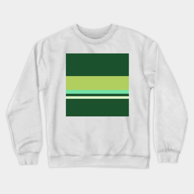 A capital shape of Salem, Seafoam Blue, Very Light Green, Cal Poly Pomona Green and June Bud stripes. Crewneck Sweatshirt by Sociable Stripes